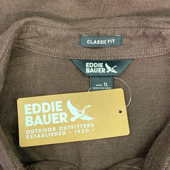 Eddie Bauer Men's Eddie's Favorite Flannel‎ Shirt in Pinecone Size TL NWT - Picture 6 of 13